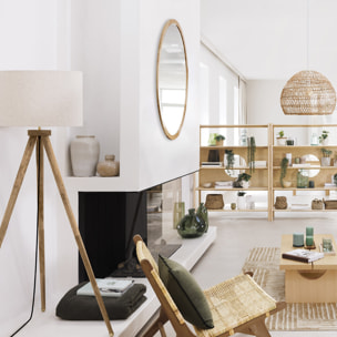 Lampadaire trépied "Olga" - noir - bois H150