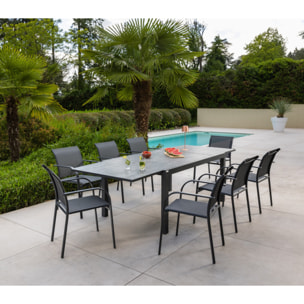 Ensemble table et chaises de jardin  - Gris Anthracite - GUETHARIZIERS ardoise