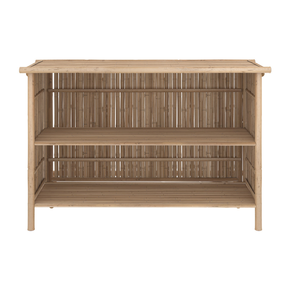 Ensemble bar et chaise de bar de jardin en bambou (lot de 2) - Vadella