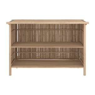 Ensemble bar et chaise de bar de jardin en bambou (lot de 2) - Vadella