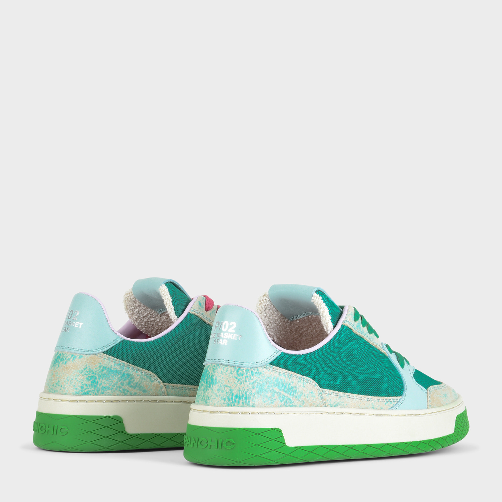 SNEAKER LOW P02 DONNA IN MESH E SUEDE GRAFFIATO VERDE SMERALDO