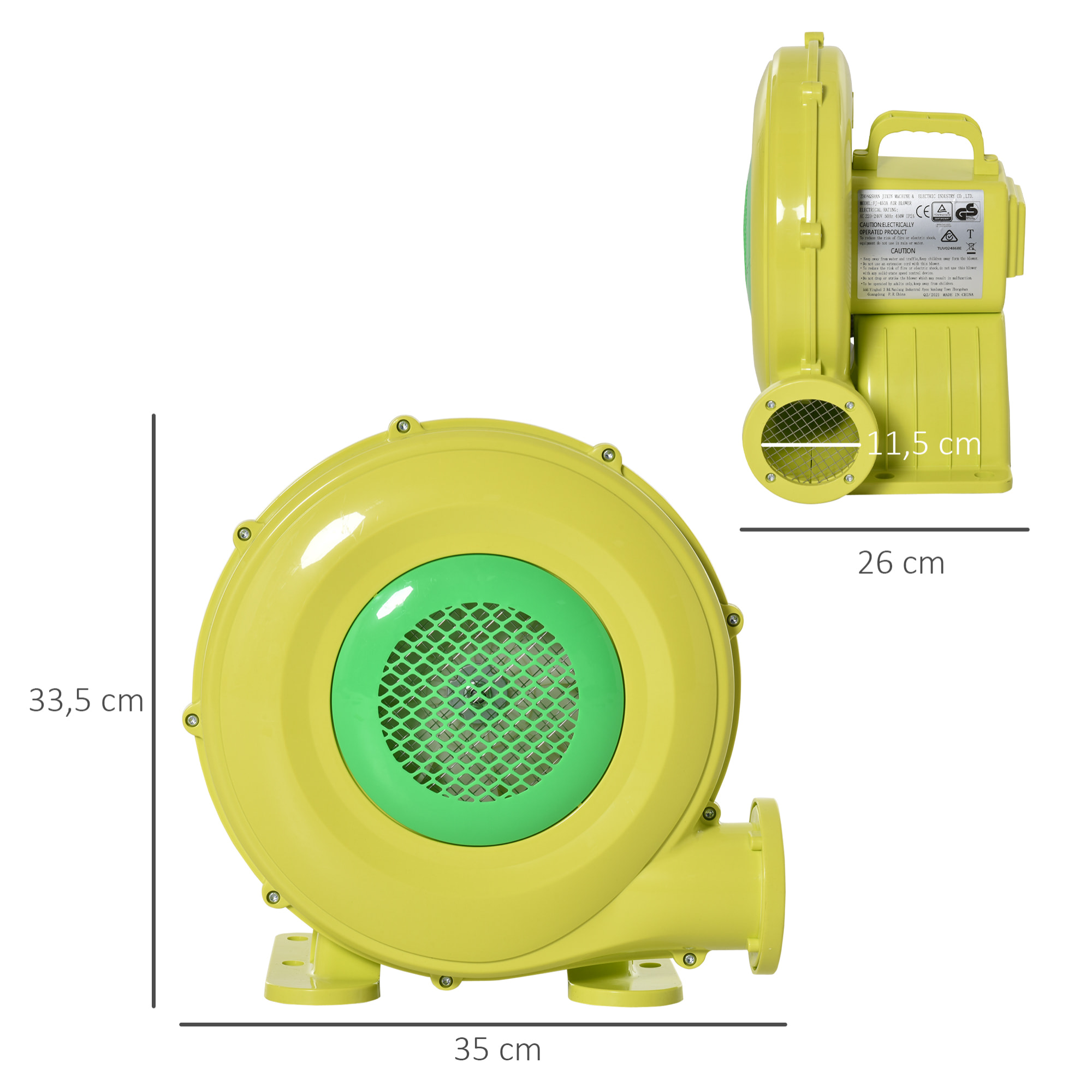 Soplador Eléctrico 450W para Castillo Hinchable y Otros Inflables 35x26x33,5 cm