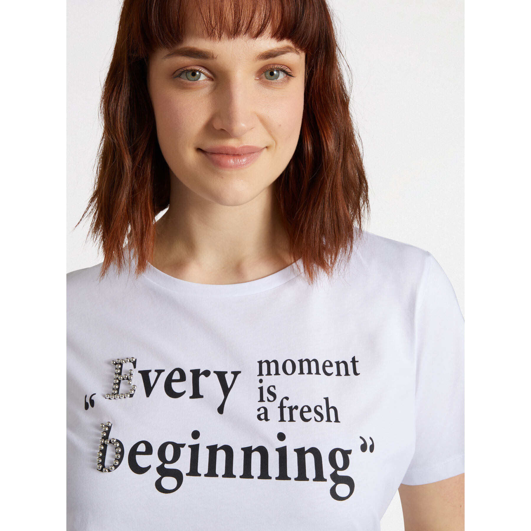 Fiorella Rubino - Camiseta con texto y bordado - Blanco