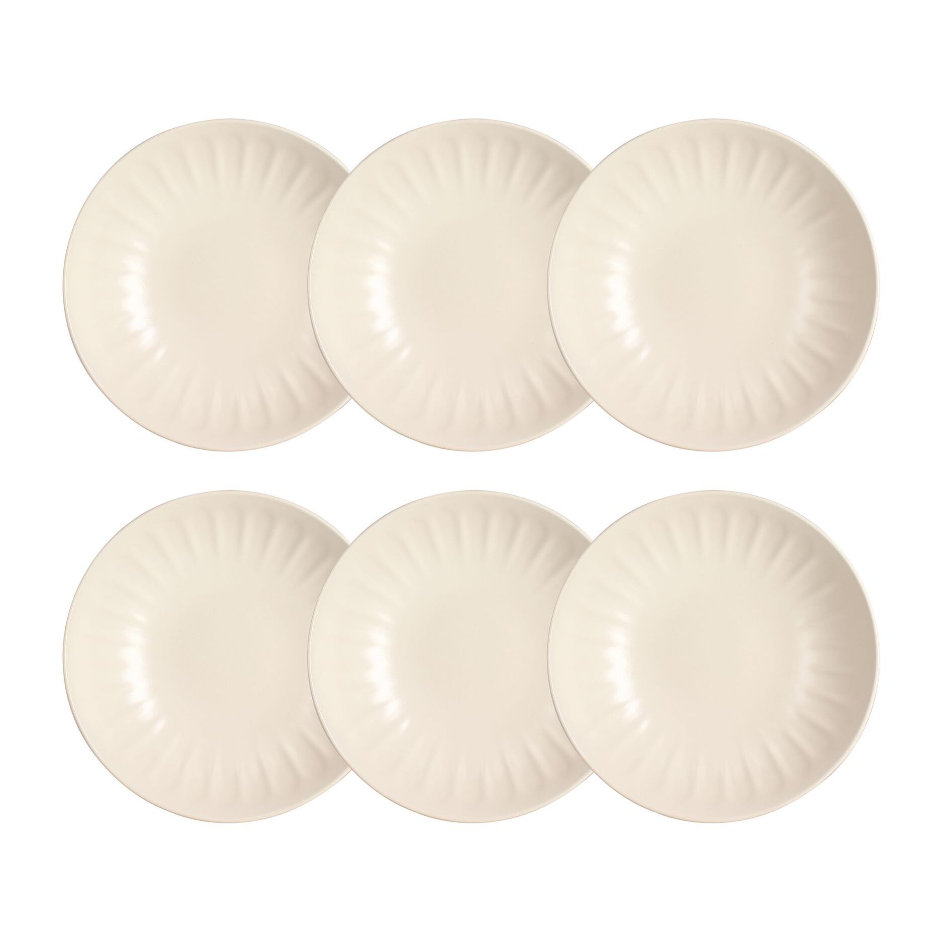 Lot de 6 assiettes creuses en faïence beige 22cm BISTROT