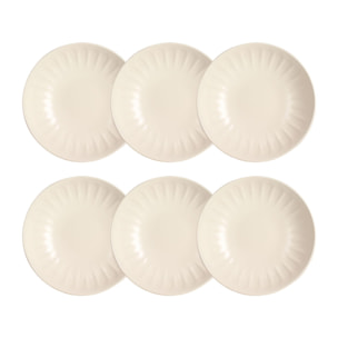 Lot de 6 assiettes creuses en faïence beige 22cm BISTROT