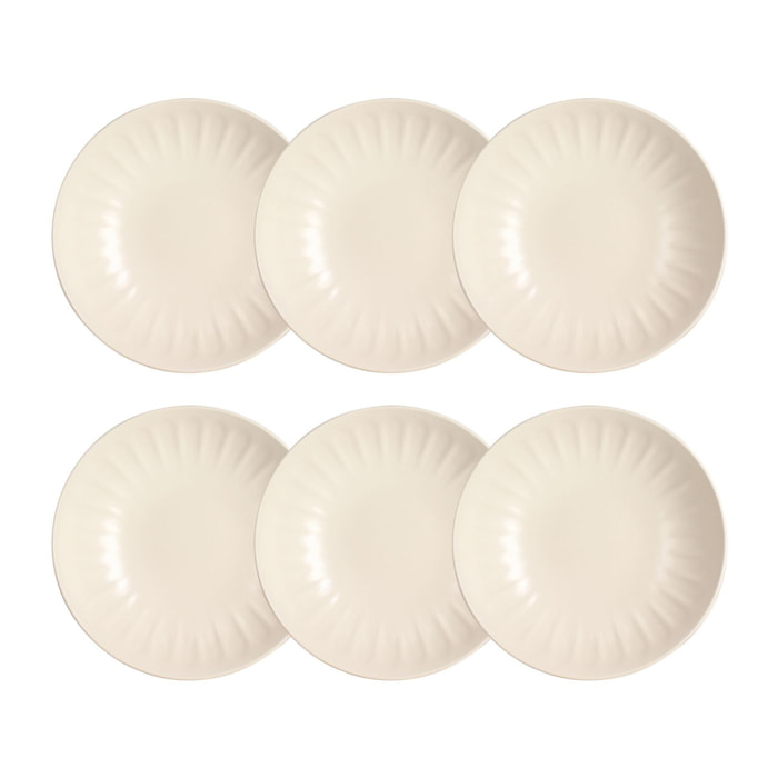 Lot de 6 assiettes creuses en faïence beige 22cm BISTROT