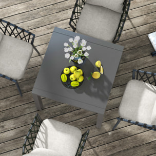 Table de jardin rectangulaire extensible 6 pers. alu métal dim. 80/160L x 80l x 75H cm gris