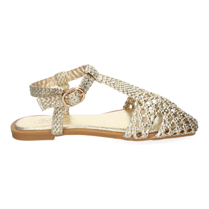 Sandalia Plana de Mujer, Comodas y Elegantes, Diseño Trenzado con Cierre de Hebilla