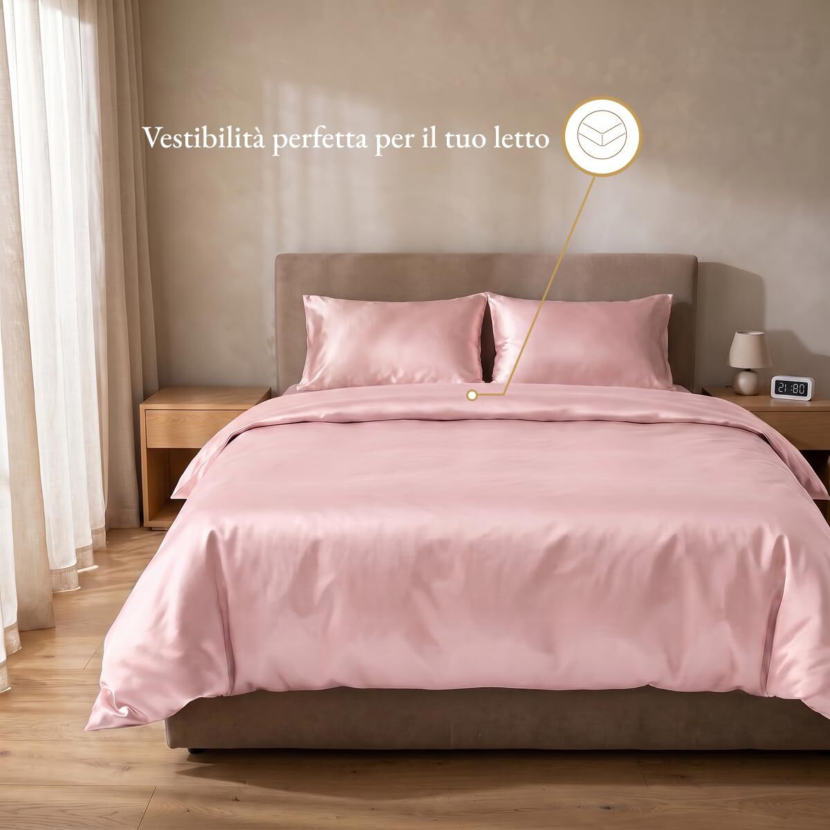 Sacco copripiumino in raso di cotone - rosa