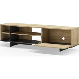 Meuble Tv 1 porte décor chêne - ALICIA