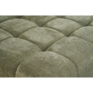 Canapé modulable 4 places avec têtières ajustables en tissu effet velours vert kaki et métal noir OLMO