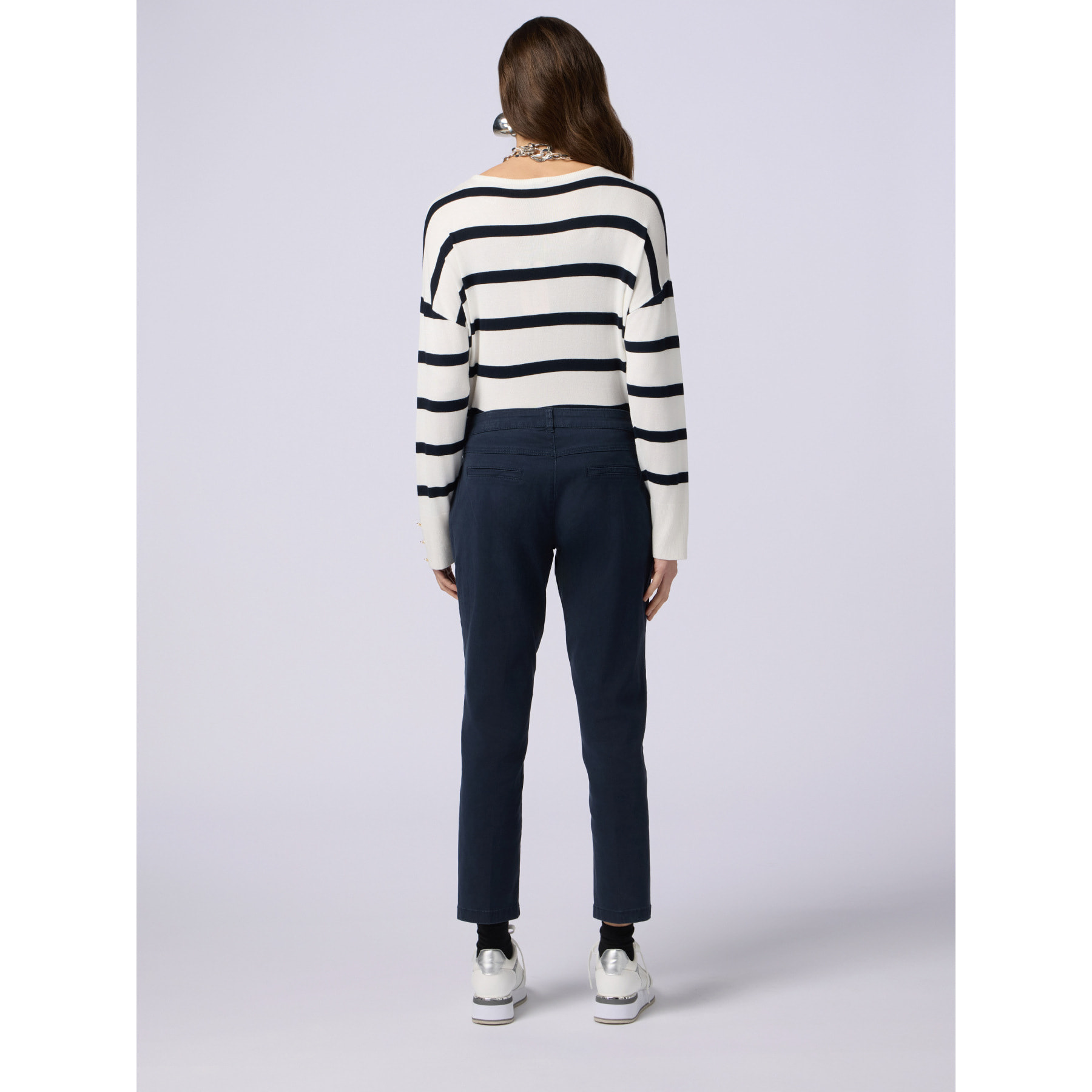 Oltre - Pantaloni chino misto tencel - Blu