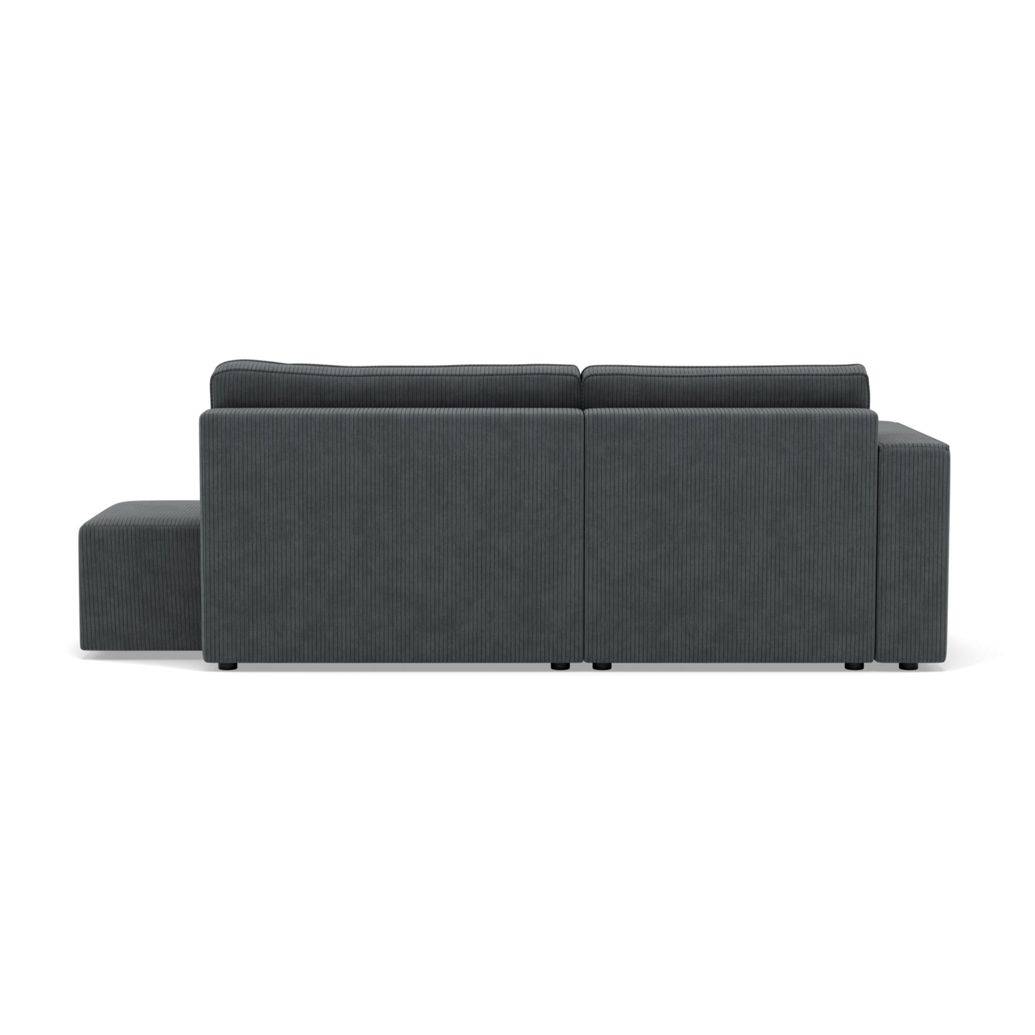 Topaze - canapé d'angle gauche 4 places convertible avec coffre sans accoudoir en velours côtelé - Gris foncé