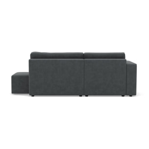 Topaze - canapé d'angle gauche 4 places convertible avec coffre sans accoudoir en velours côtelé - Gris foncé