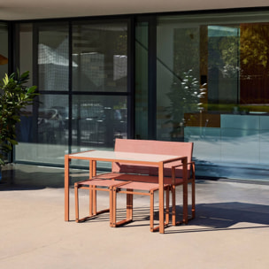 Table de jardin encastrable acier et textilène + 4 assises TAVENA