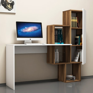 TINKA - Bureau fonctionnel 6 rangements - bois et blanc