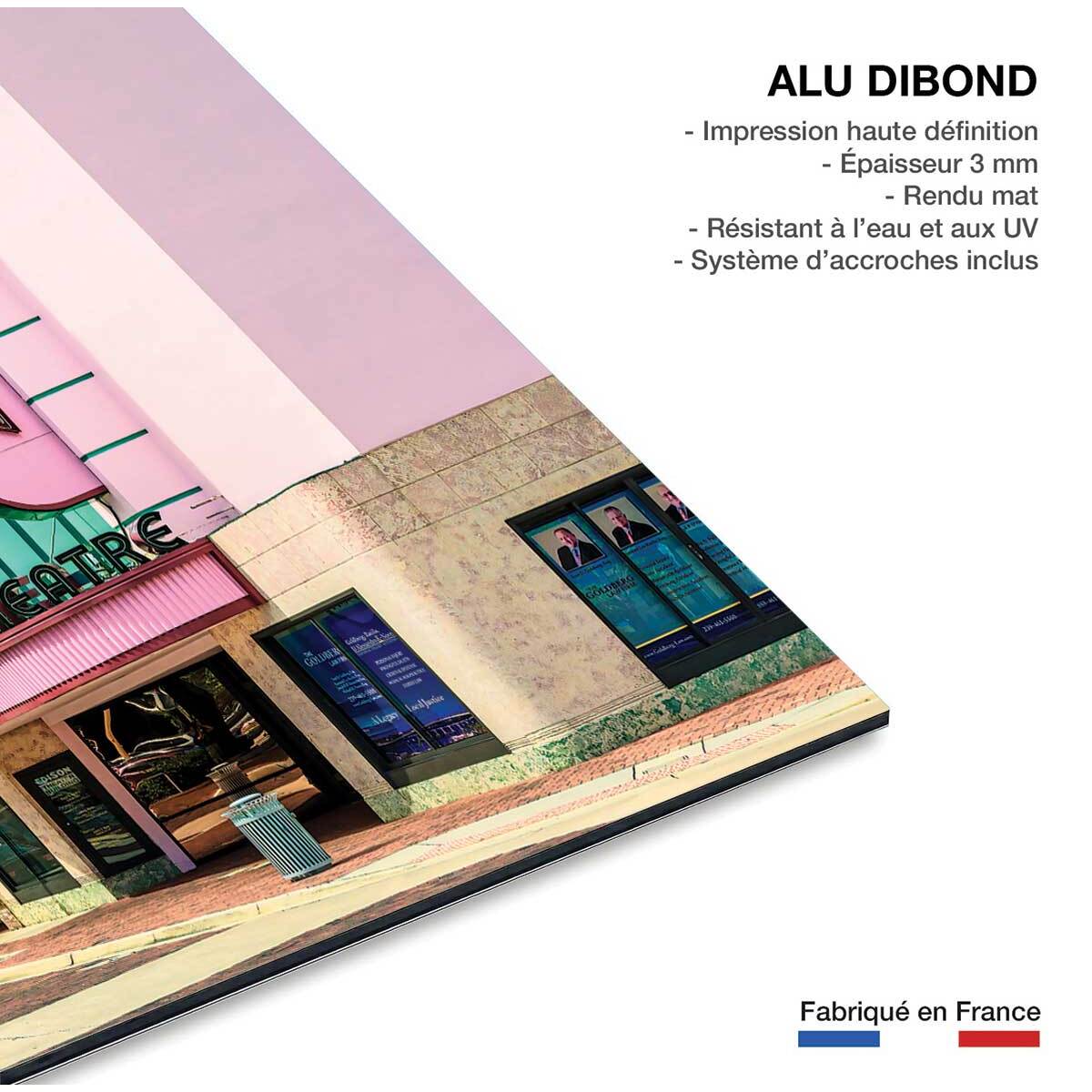 Tableau edison theater sur fond rose Tableau alu Dibond