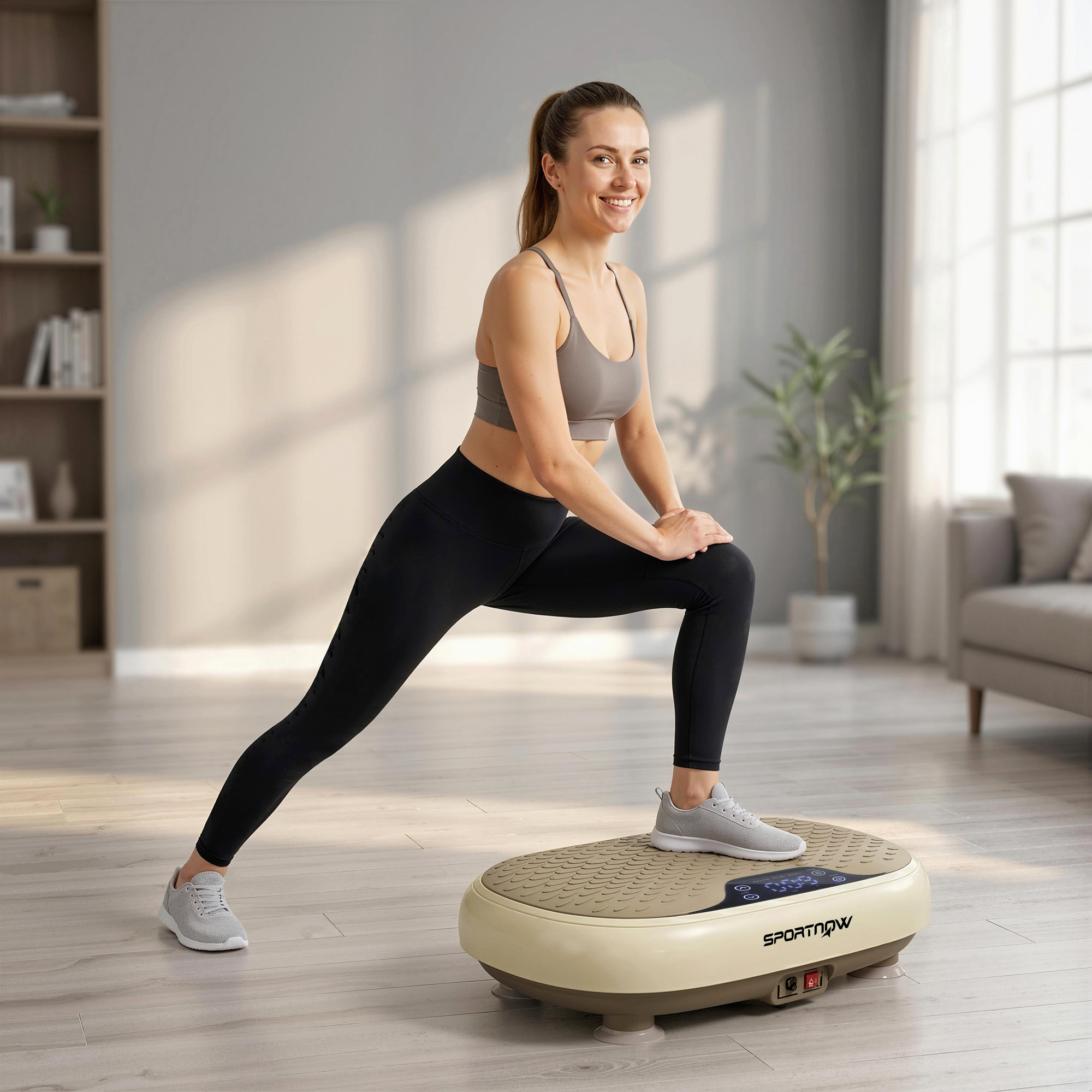 Plateforme vibrante oscillante 20 niveaux d'intensité 3 prog. écran LED télécommande beige