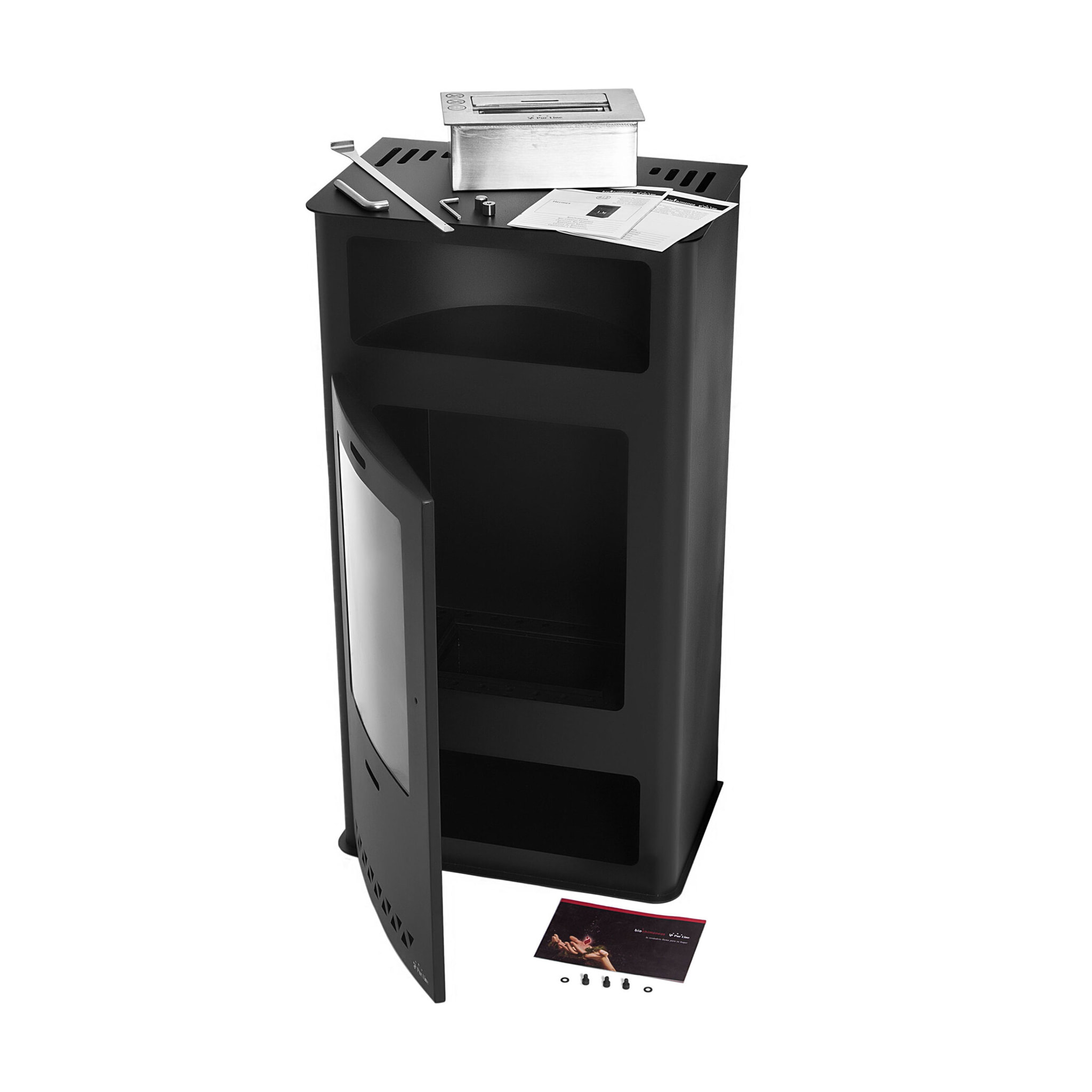 Poêle à éthanol 3kW design rectangulaire en acier noir