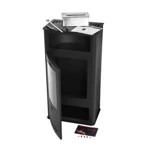 Poêle à éthanol 3kW design rectangulaire en acier noir