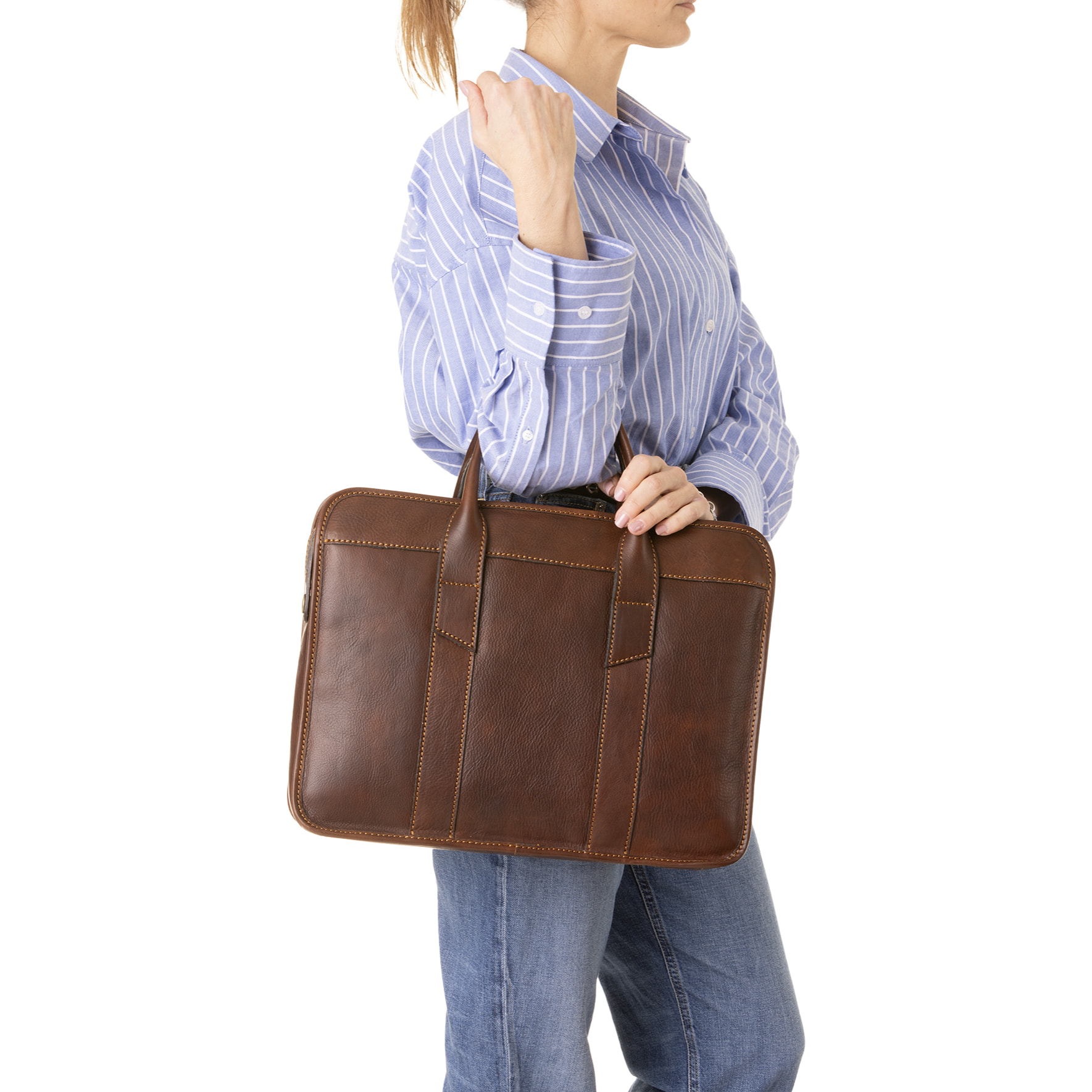 Borsa a mano  unisex In Vera pelle Made in Italy 40x30x8 cm