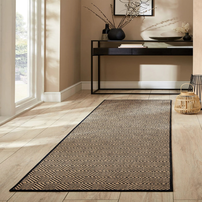 Tapis en jute de couloir antiderapant DIAMOND