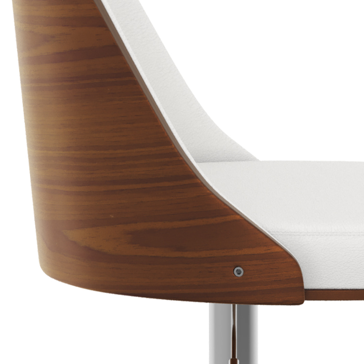 Chaise de bar réglable et pivotante en bois foncé et PU blanc 56/77 cm - Georges