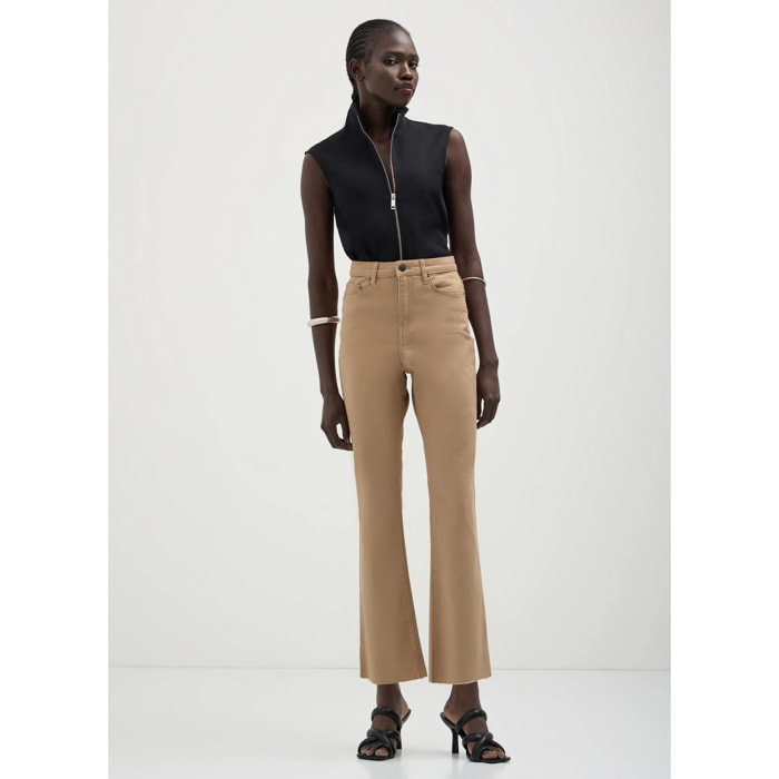 Pantalone cropped flare in cotone