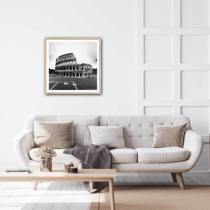 Affiche retro Rome, le colysée Photo de 1963 Affiche + cadre en bois - Chêne