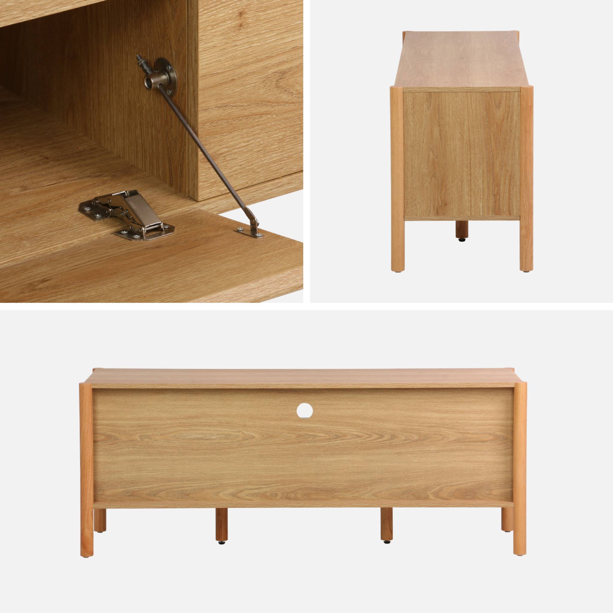 Meuble TV décor bois 2 portes 1 tiroir 140cm naturel - 140 x 42 x 55 cm - Harmony
