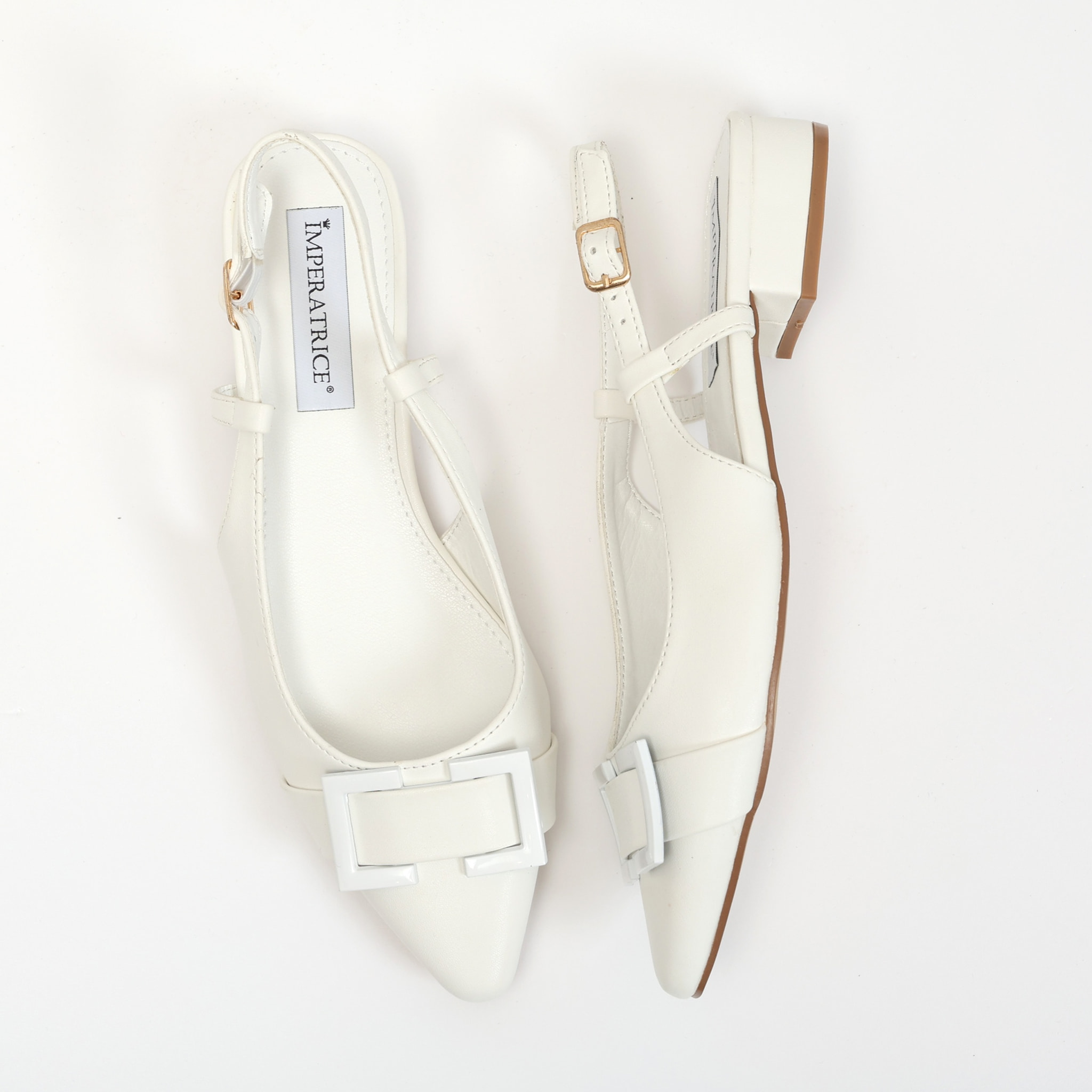 Ballerine slingback in simil pelle con dettaglio sulla punta