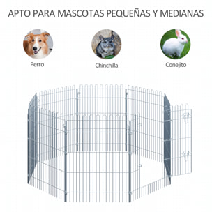 Parque para Mascotas 8 Vallas de Metal 63x91cm Plata