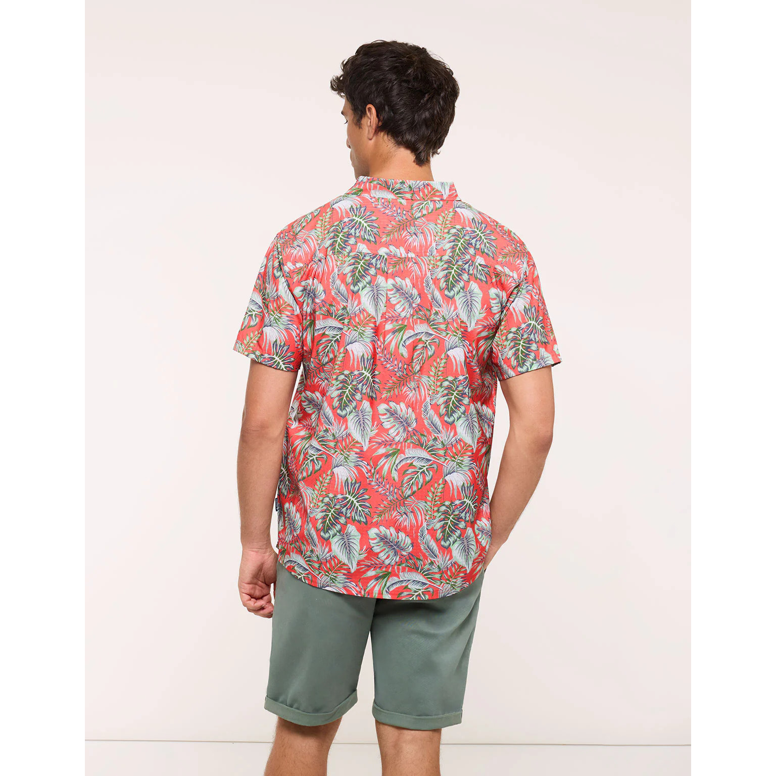 Camisa Tropical Manga Corta Coral - Lulicoast