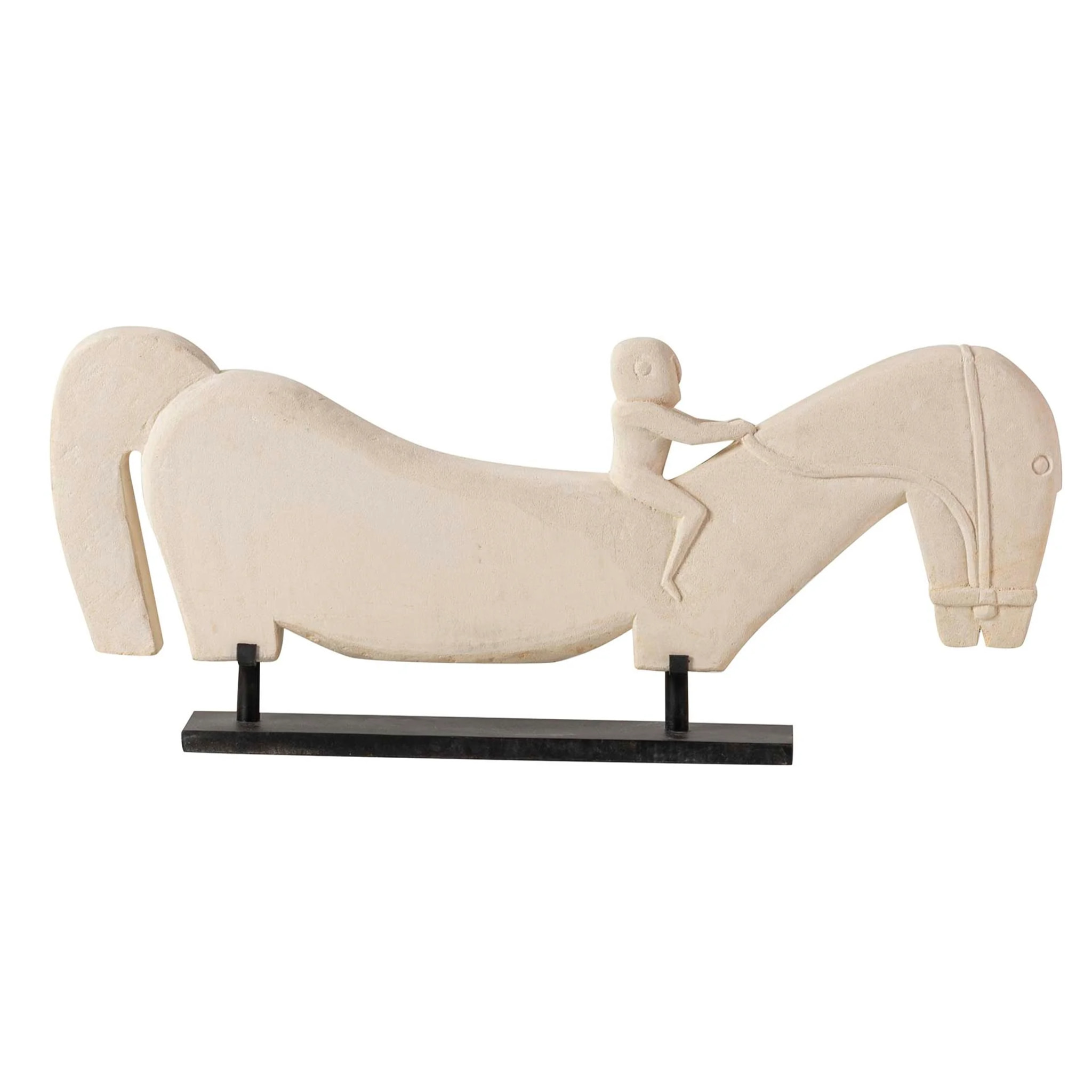 Figura Caballo Piedra Blanca 84x10x35 Cm