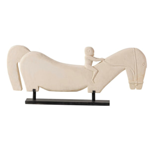 Figura Caballo Piedra Blanca 84x10x35 Cm