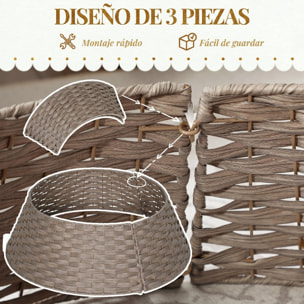 Falda para Árbol de Navidad Rústico, Diseño Tejido, Cubre Pie para Árbol de Navidad Desmontable para Fiestas, Decoración Navideña, Ø68x22 cm, Café