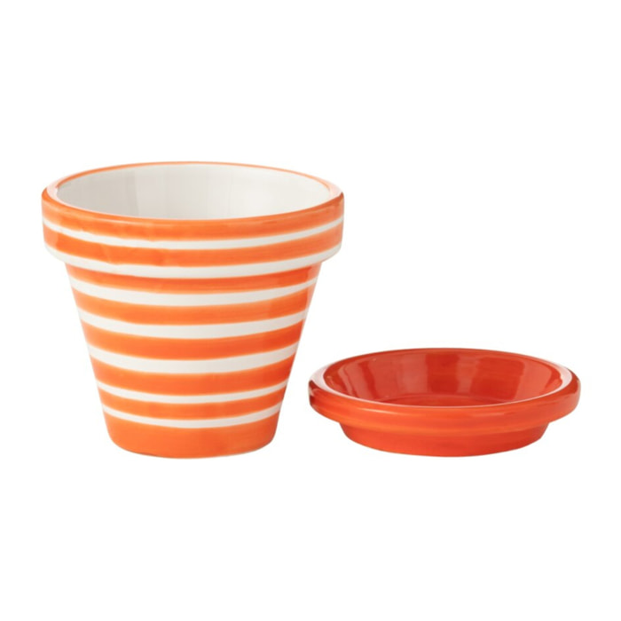 J-Line cache-pot Granada Stripes Handmade + Painted - céramique - orange - extra small - Ø 17 cm