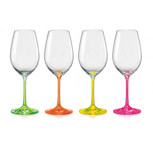 Lot de 4 verres a vin neon 350ml