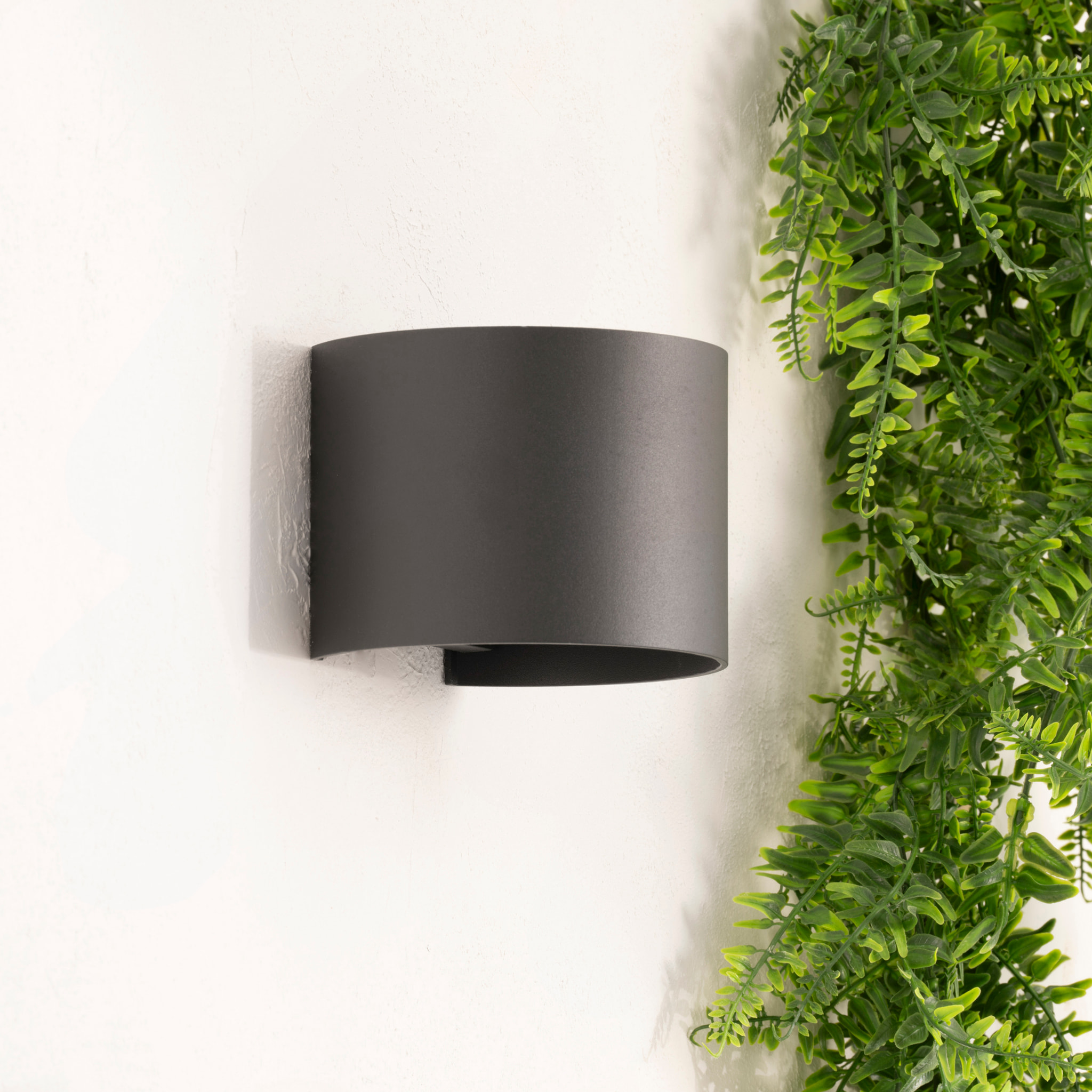 FORLIGHT Axis Round - 2 Apliques de pared Iluminación LED Exterior para Terrazas, Jardines y Balcones ON/OFF 3000K en Color Negro