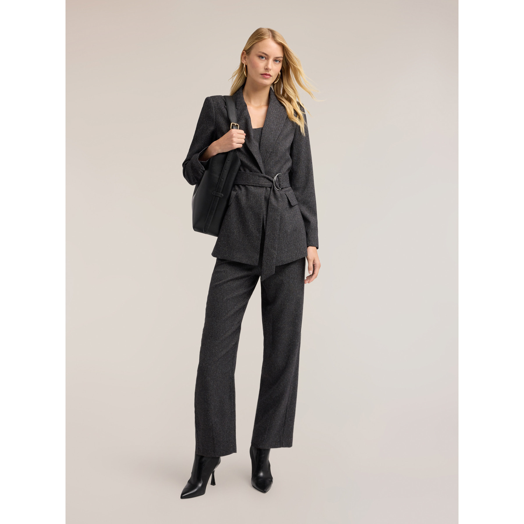 Motivi - Pantalones barrel de tweed - Gris