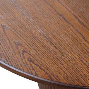 Table à manger oblongue bois d'hévéa et placage chêne 8 places noyer - L 220 x P 100 x H 73 cm - Estelle