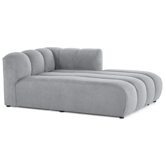 Debbie - module d'assise méridienne droit en tissu texturé - Gris