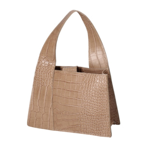 Borsa a mano da donna - Modello False - Vera pelle effetto cocco - 21.0 x 14.0 x 8.0 cm