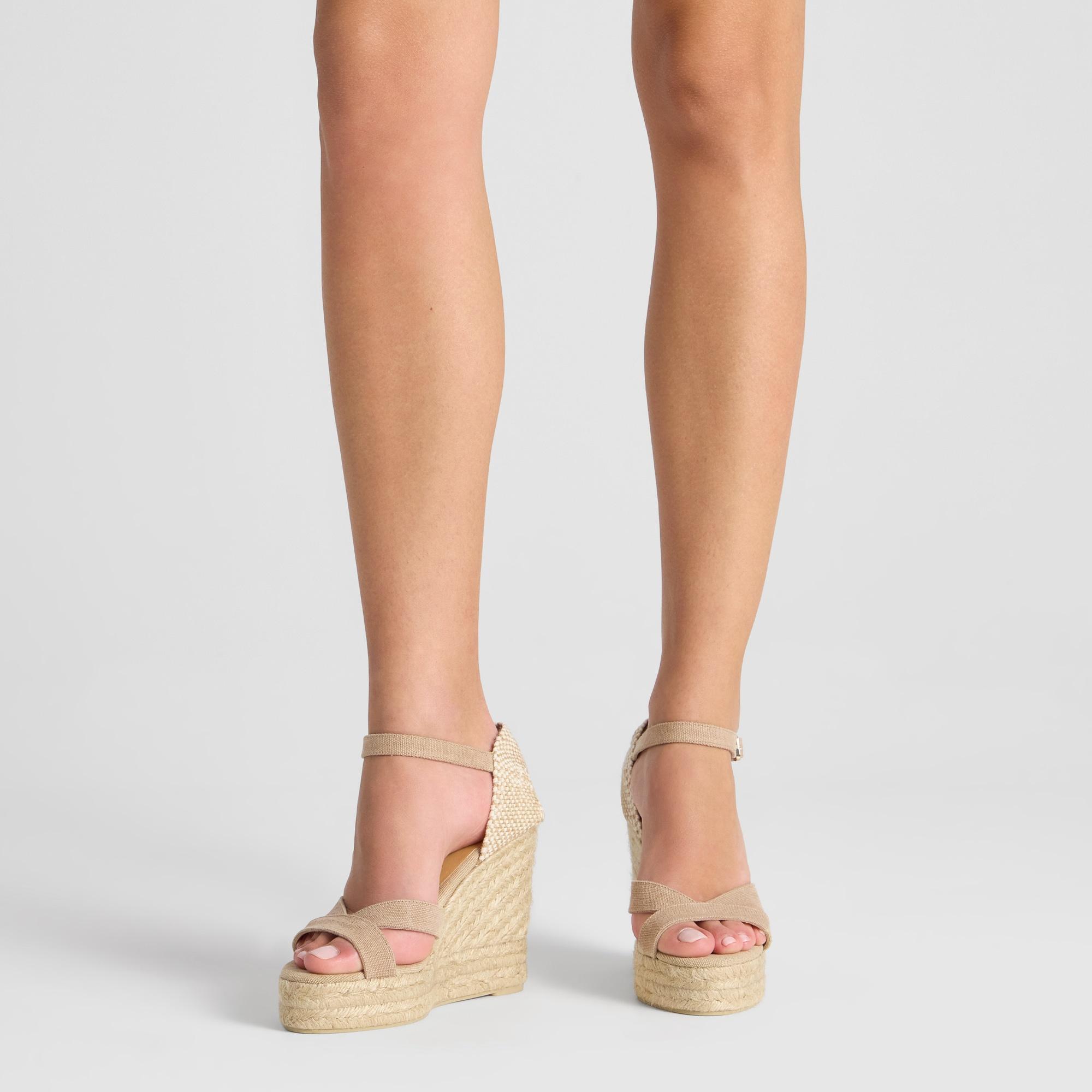 Sandalia cuña Bruna beige mujer 11cm