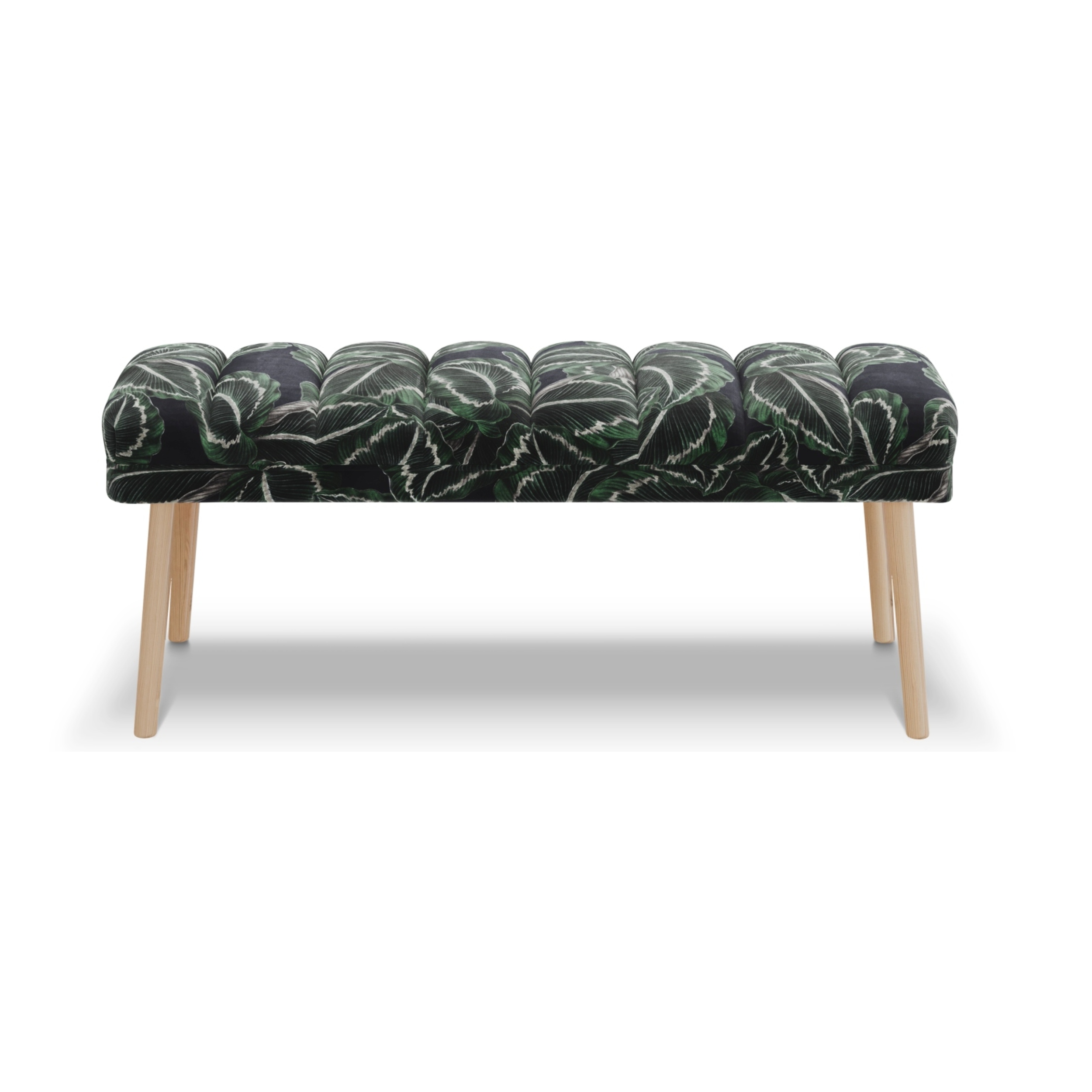 Banc "Frison" 2 places en velours motif de la jungle