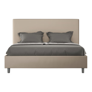 Letto matrimoniale contenitore imbottito 160x190 similpelle tortora Focus