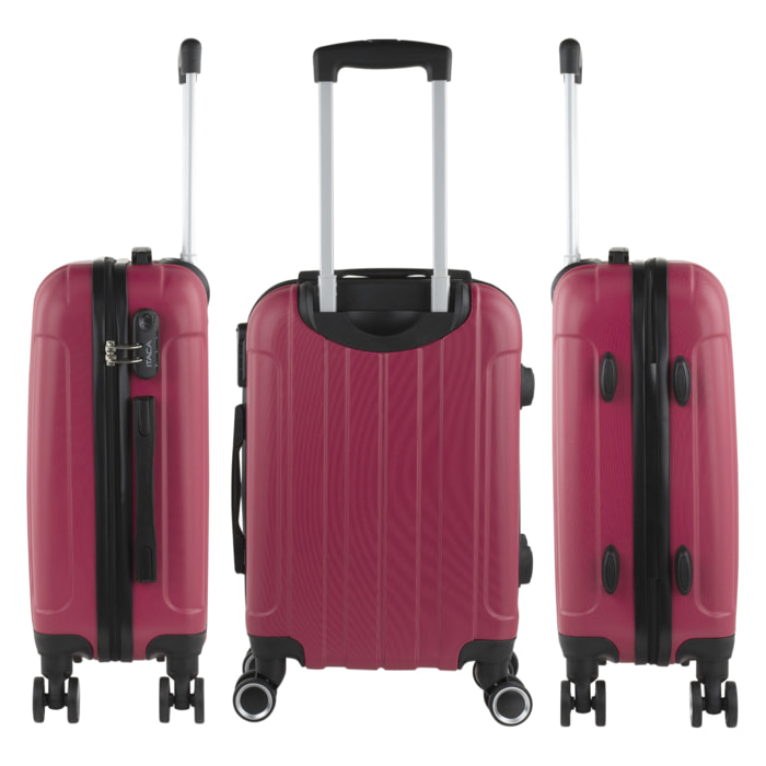 Juego De Trolley Cabina Y Neceser Itaca Havel Fresa