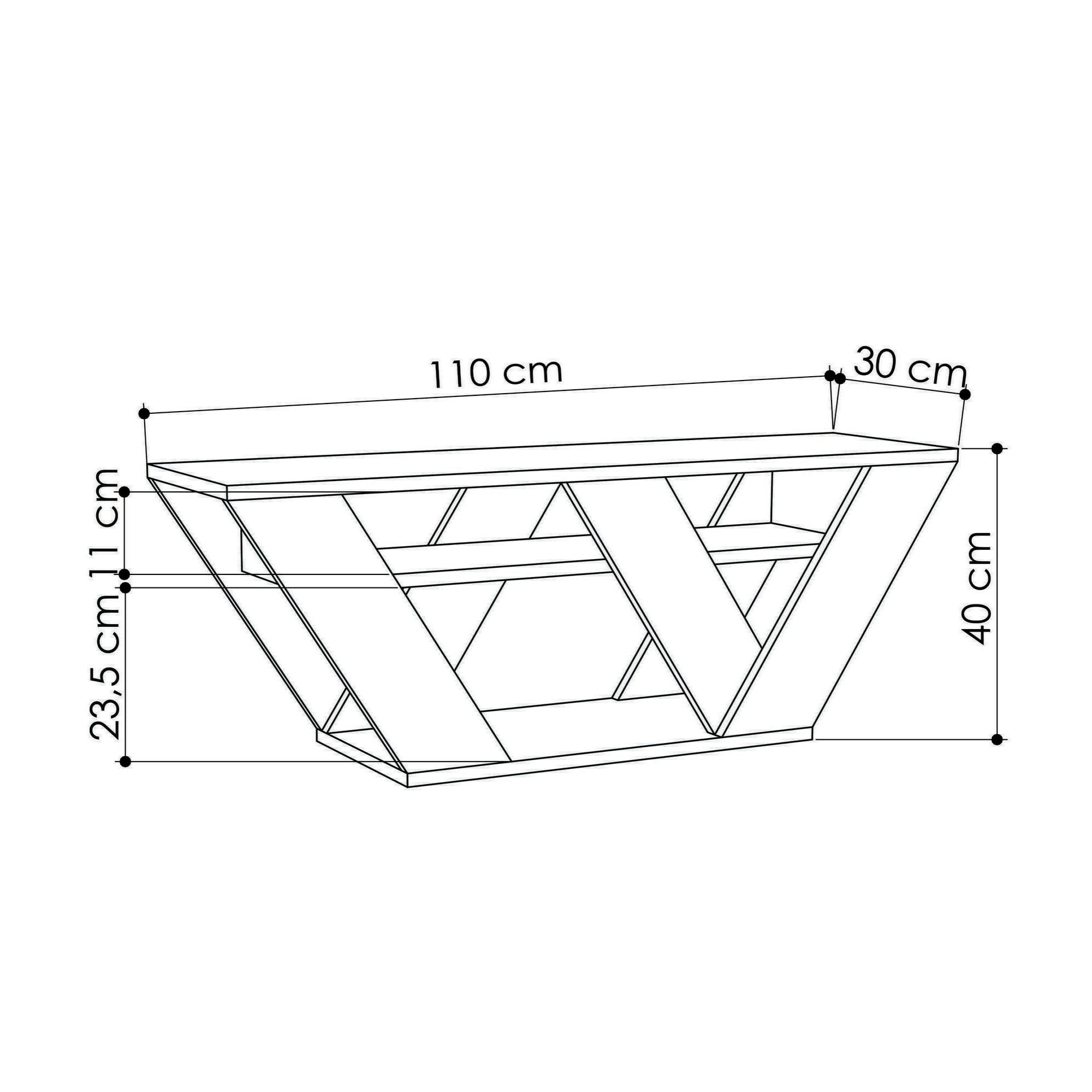 Mobile porta TV Dpellegr, Credenza da soggiorno, Armadio basso per TV, Base parete attrezzata, 110x30h40 cm, Quercia