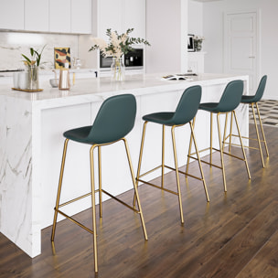 Pack 4 chaises pour îlot central blanches et vertes 65 cm - Henrik