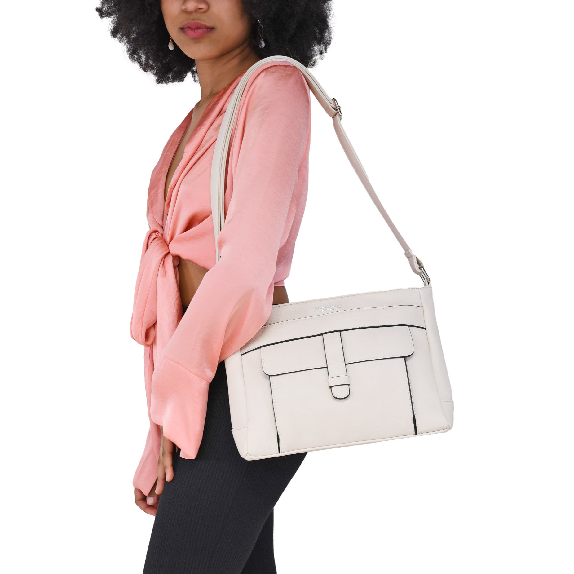 Bolso bandolera blanco con bolsillo